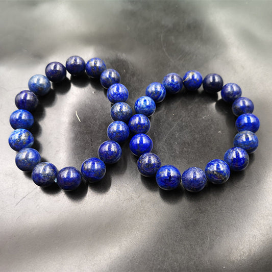 Bracelet en Lapis Lazuli 12mm - Perles de Lapis Lazuli, Conception Géométrique