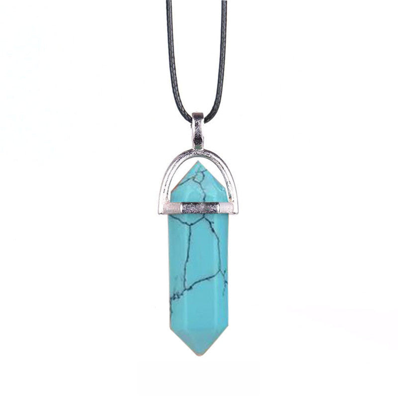 Collier en Pierre Naturelle – Pendentif Cristal Hexagonal en Agate