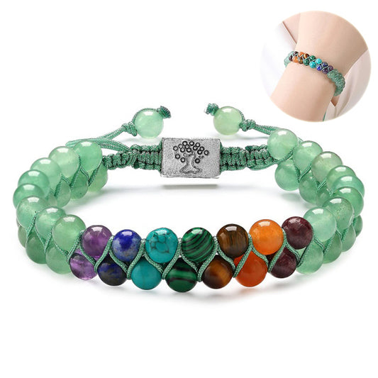 Bracelet vert 7 chakras en pierres naturelles