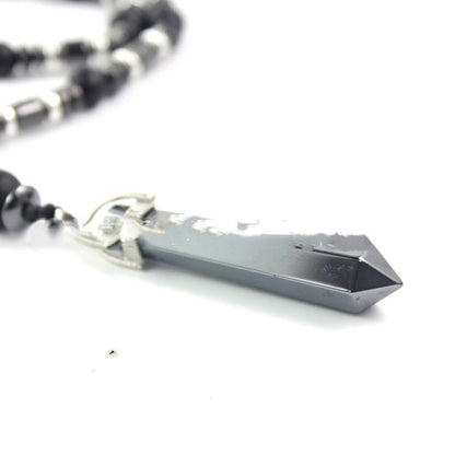 Collier Pendentif Hexagonal en Agate Hématite – Bijou Simple et Unisexe