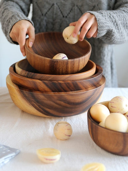 Bol en Bois Naturel – Saladier et Bol à Fruits Fait Main pour Cuisine et Restaurant