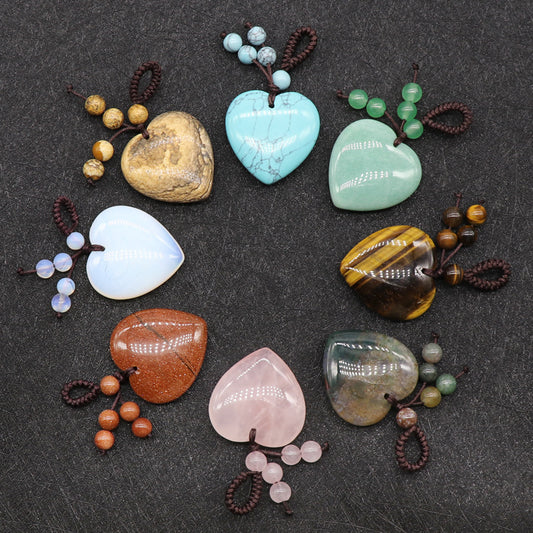 Pendants Heart in Various Natural Stones - Express Your Love with Style and Energy ❤️