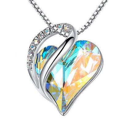 Collier en argent 925 avec pendentif cœur multicolore.