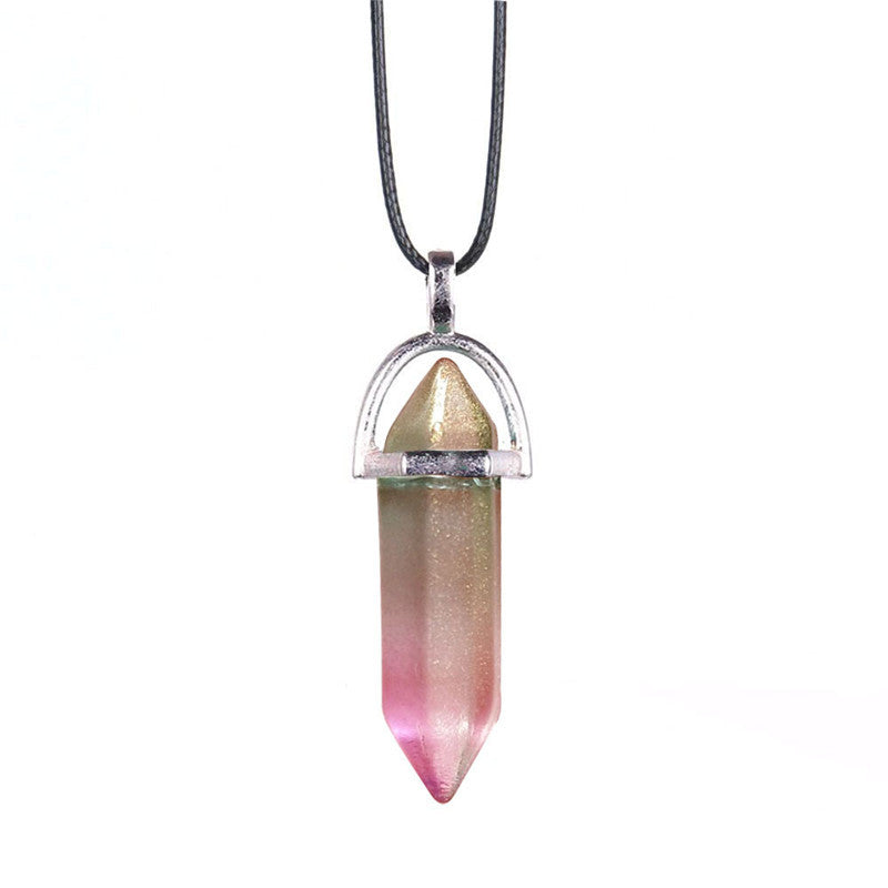 Collier en Pierre Naturelle – Pendentif Cristal Hexagonal en Agate