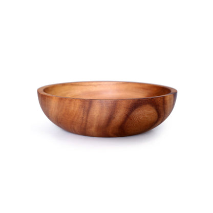 Natural Acacia Wood Tableware Set: Bowls and Plates