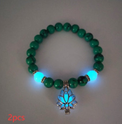 Bracelet Énergétique en Pierre Naturelle de Lotus Lumineuse – Bijou Lumineux en Pierre