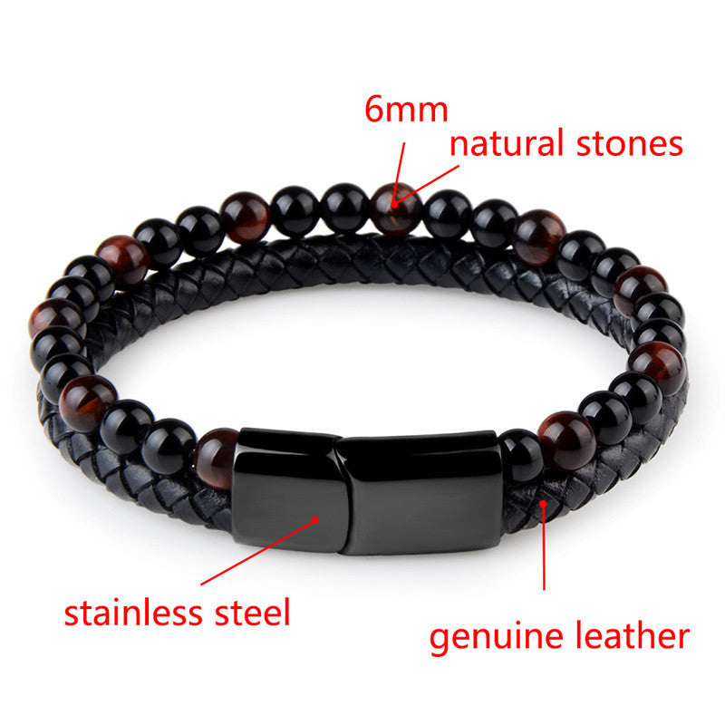 Natural Leather Marnau Bracelet: Geometric Style and Balancing Energy