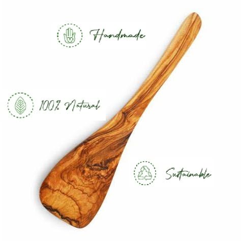 Zerazi | Spatule De Cuisine | Bois d’Olivier | | 30cm | Écologique | Entièrement Fabriqué À La Main | Durable | Hygiénique