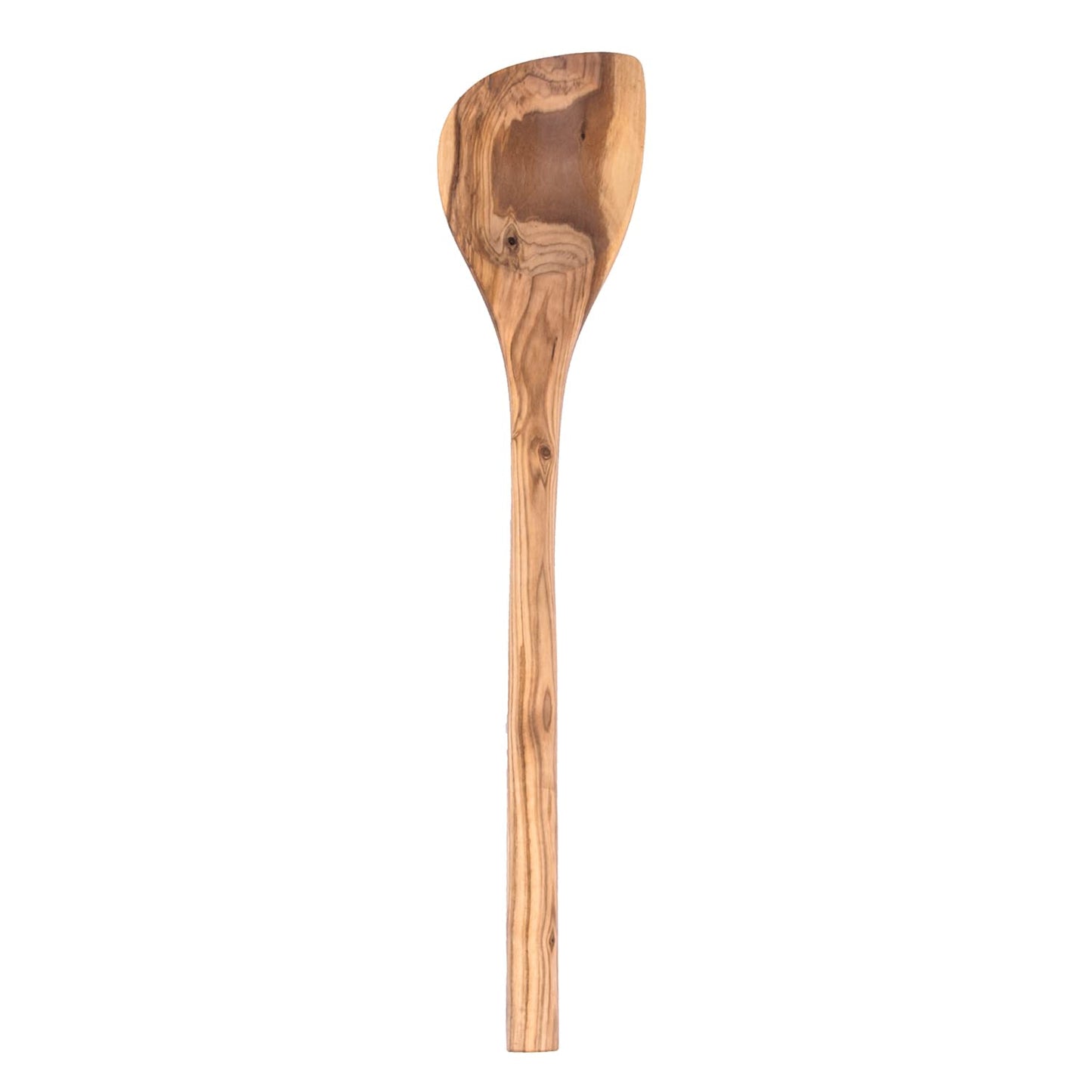 Lot de 3 cuillères de cuisine de qualité supérieure en bois d'olivier - Rondes, avec coin et spatule