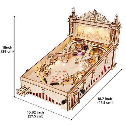 Dimensions de la machine à flipper ROKR 3D en bois