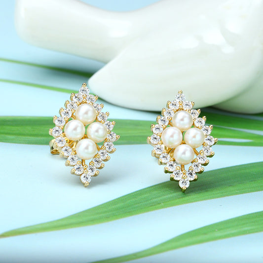 Pendientes de Perlas Naturales - ¡Agregue un Toque de Glamour Retro! Pendientes de Perlas Naturales