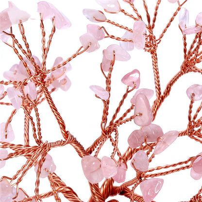 Glücksbaum aus natürlichem Rosenquarz – Wohlstand und Harmonie