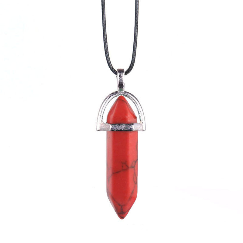 Collier en Pierre Naturelle – Pendentif Cristal Hexagonal en Agate