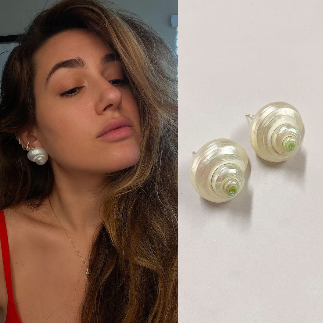 Boucles d'oreilles coquillage sur modèle