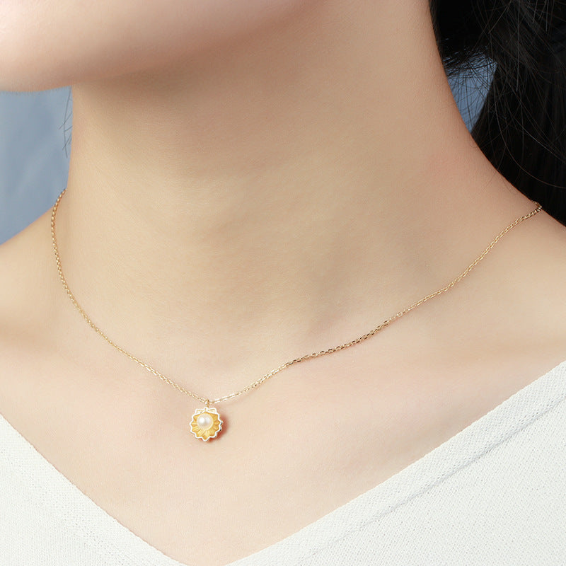 Collar con perla de concha cultivada en agua dulce - ¡Una belleza natural en tu cuello!