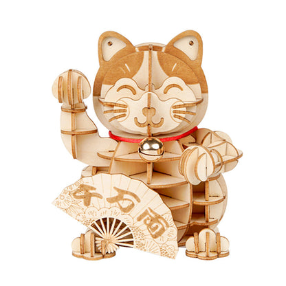 Robotime 3D Modèle de Chat Plutus en Bois – Cadeau de Noël DIY