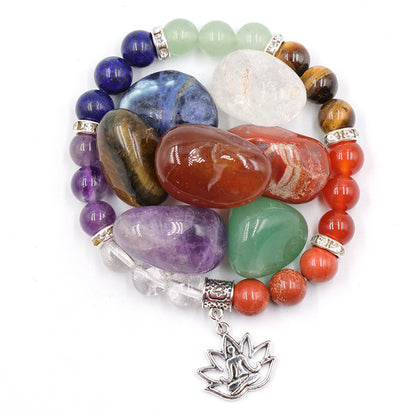 Bracelet en Cristal Naturel et Pierres Brutes Colorées - Ensemble Yoga