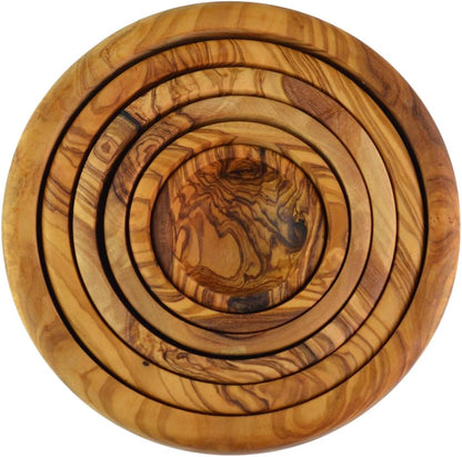 Olive Wood Bols gigognes en Bois d'olivier, Lot de 6, Grain/Naturel