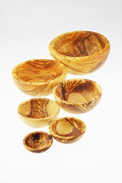 Olive Wood Bols gigognes en Bois d'olivier, Lot de 6, Grain/Naturel