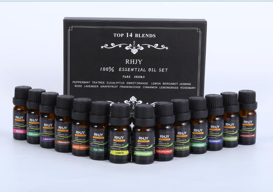Coffret d'Huiles Essentielles pour Aromathérapie : Plongez dans un Univers de 14 Parfums Naturels et Bienfaisants