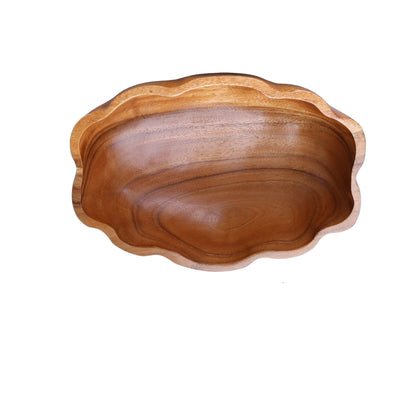 Natural Acacia Wood Tableware Set: Bowls and Plates