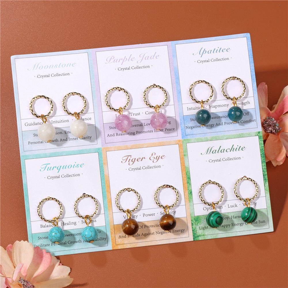 Set mit 6 Paar Perlenohrringen aus Naturstein – Halbedelstein-Eleganz für Ihre Ohren