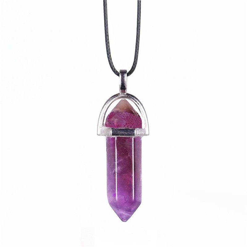 Collier en Pierre Naturelle – Pendentif Cristal Hexagonal en Agate