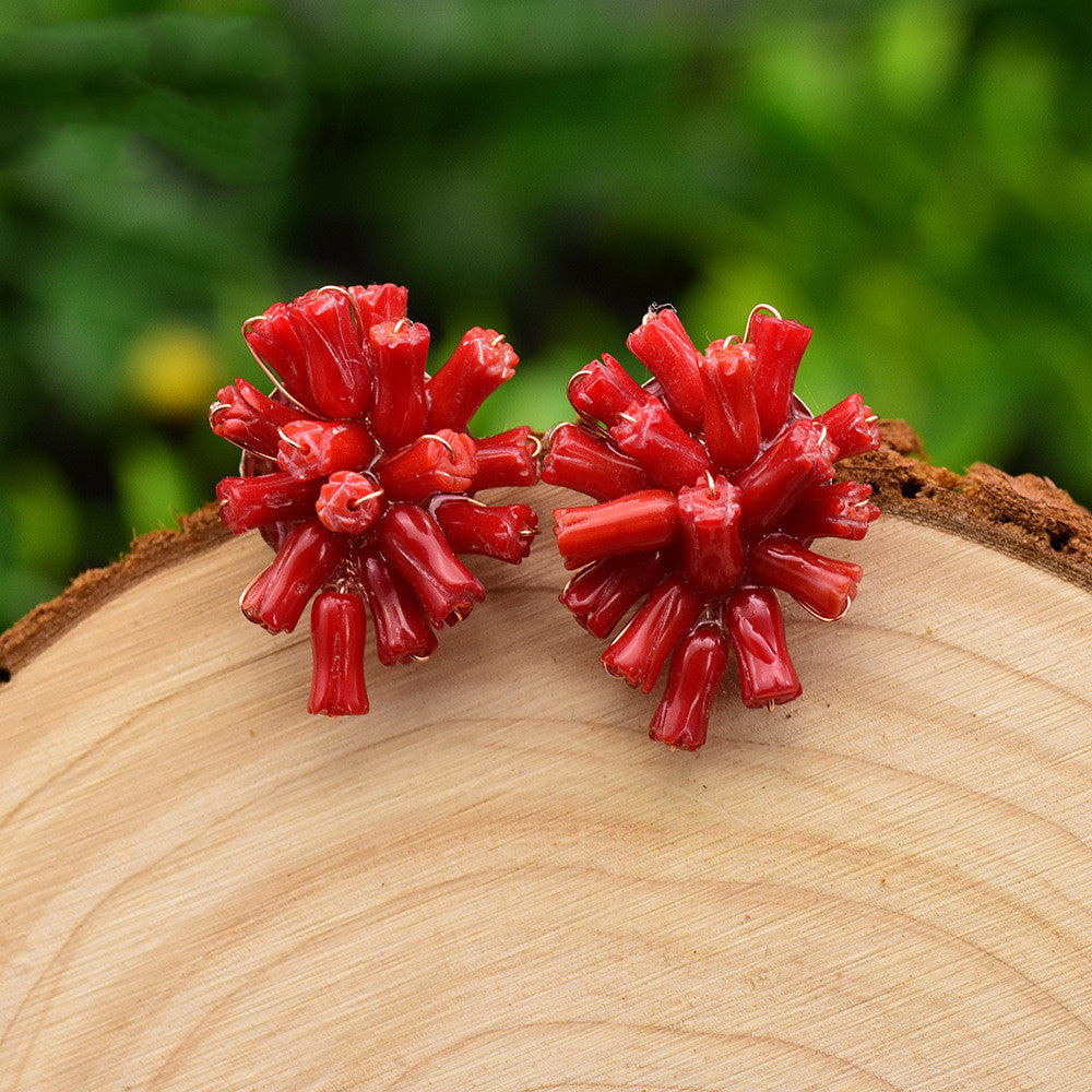 Natürliche Meereskorallen-Ohrringe für Sie, Ohrringe aus 925er Sterlingsilber