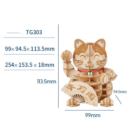 Robotime 3D Modèle de Chat Plutus en Bois – Cadeau de Noël DIY