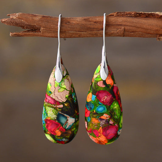 Dangling Natural Stone Earrings - Add a Bohemian Touch to Your Style ✨
