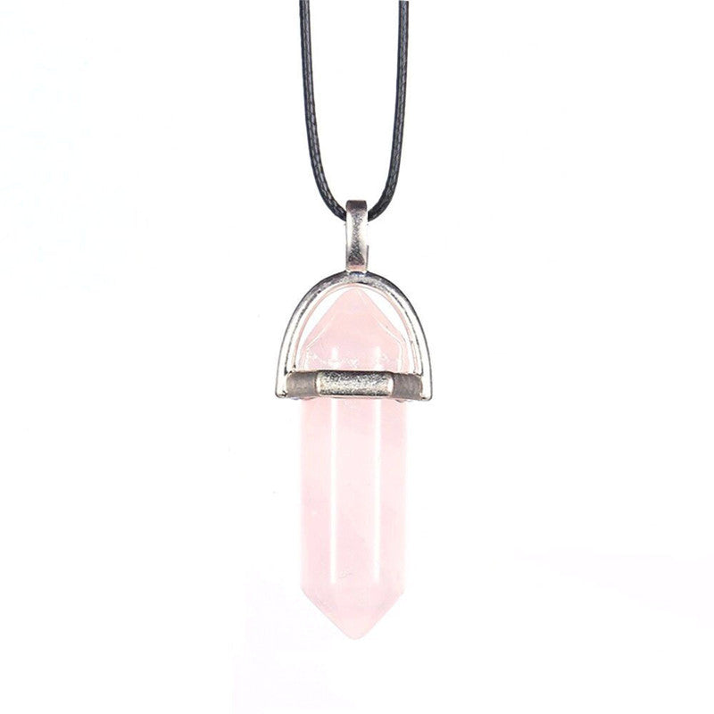 Collier en Pierre Naturelle – Pendentif Cristal Hexagonal en Agate