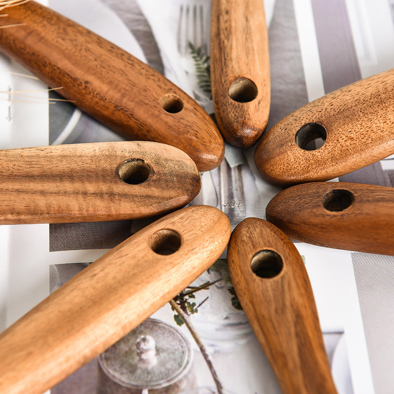 Ensemble d'Outils de Cuisine en Bois de Teck Naturel : Cuillère, Louche, Spatule et Plus