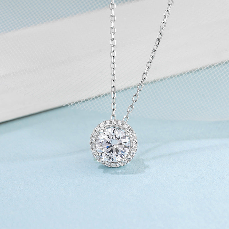 S925 Sterling Zilveren Moissanite Sieradenset - Ketting en Oorbellen van Zilver met Edelstenen