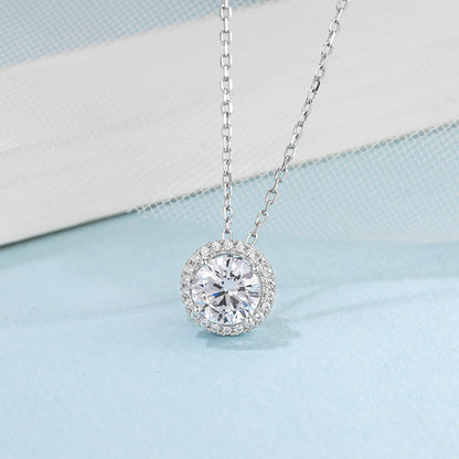 S925 Sterling Zilveren Moissanite Sieradenset - Ketting en Oorbellen van Zilver met Edelstenen