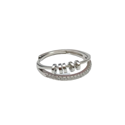 Bague en argent sterling S925 avec anneaux rotatifs