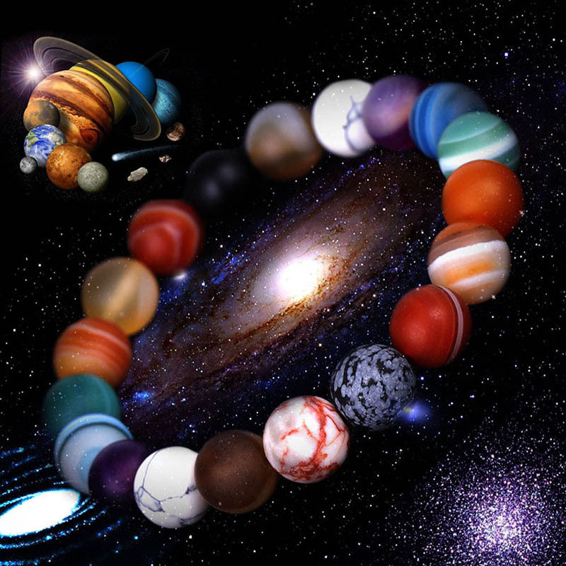 Bracelet Système Solaire en Pierres Naturelles – Bracelet Mala Chakra Univers pour Hommes et Femmes