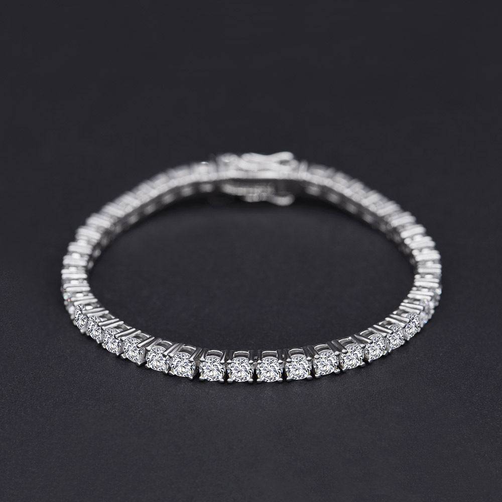 Bracelet femme en argent sterling 925 avec pierres précieuses serties