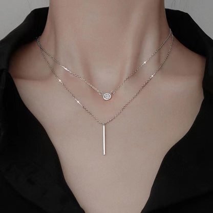 Collier double chaîne argent S925 porté avec élégance