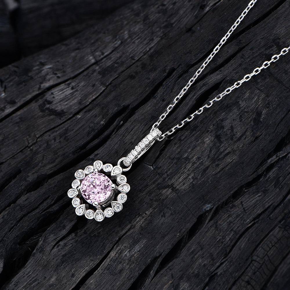 Collier en argent 925 avec diamant rose