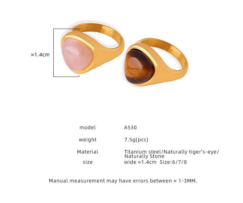 Dimensions et détails des bague retro en pierre naturelle