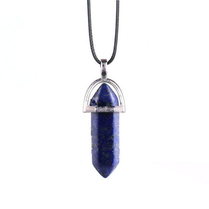 Collier avec pendentif hexagonal en pierre naturelle agate, unisexe.