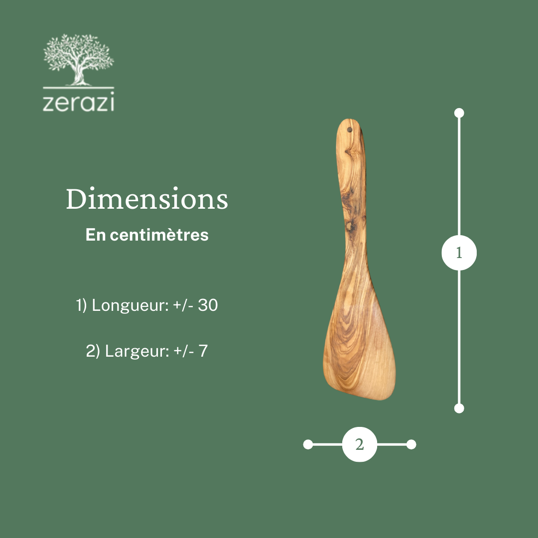 Set De 3 Ustensiles De Cuisine | Bois d’Olivier | 1 Cuillère | 1 Spatule | 1 Fourchette | 30cm