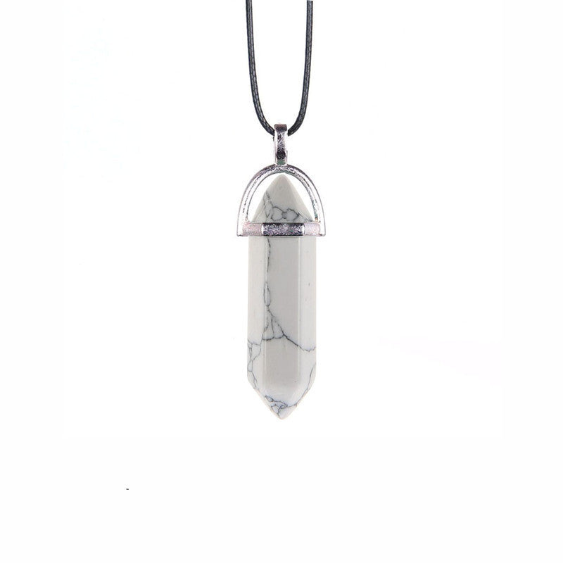 Collier en Pierre Naturelle – Pendentif Cristal Hexagonal en Agate