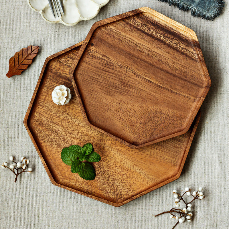 Acacia Wood Tray without Varnish in Star Anise Shape