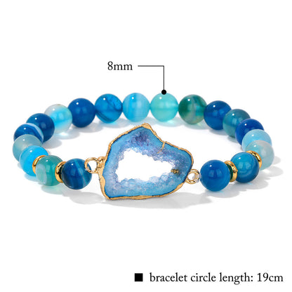 Bracelet en agate bleue avec dimensions indiquées