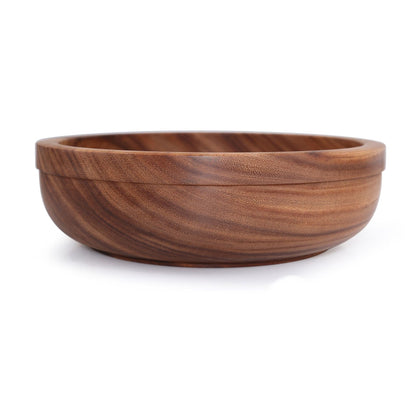 Natural Acacia Wood Tableware Set: Bowls and Plates