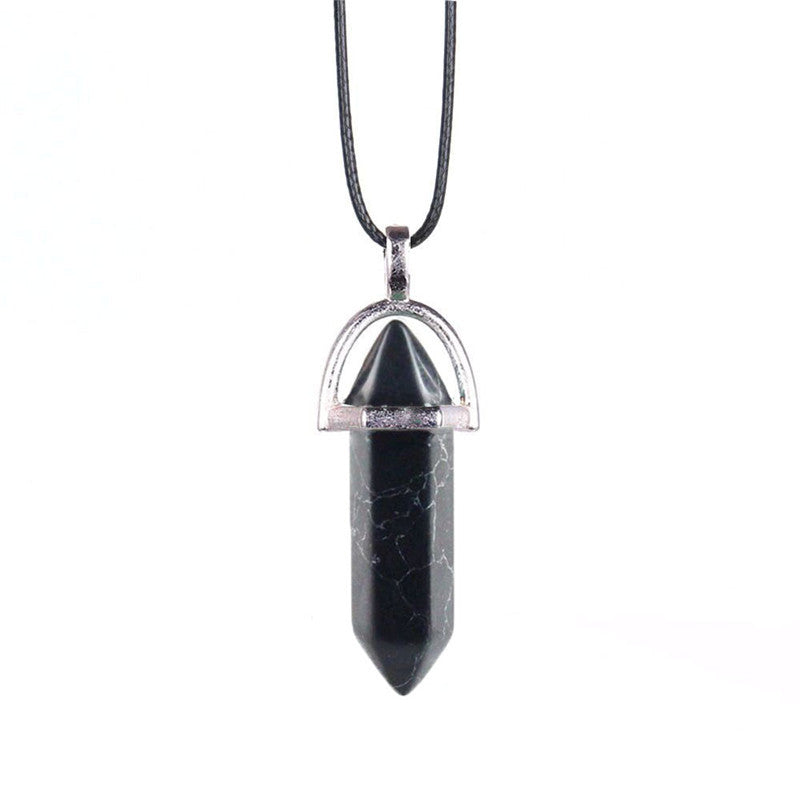 Collier en Pierre Naturelle – Pendentif Cristal Hexagonal en Agate