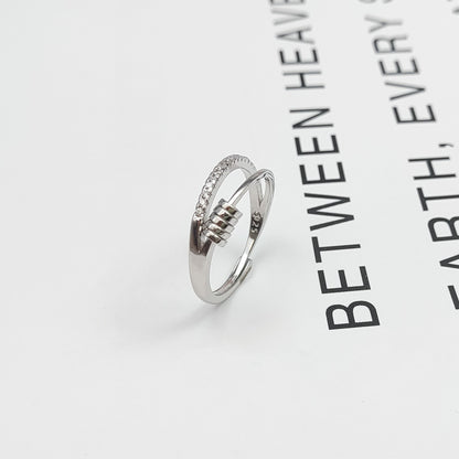 Bague en argent sterling S925 avec détails rotatifs