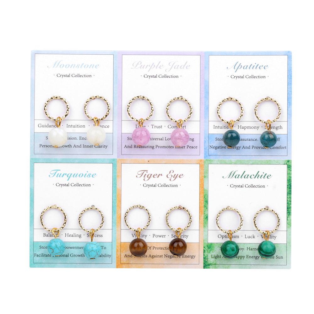 Set of 6 Pairs of Earrings with Natural Stone Beads - Semi-Precious Elegance for Your Ears