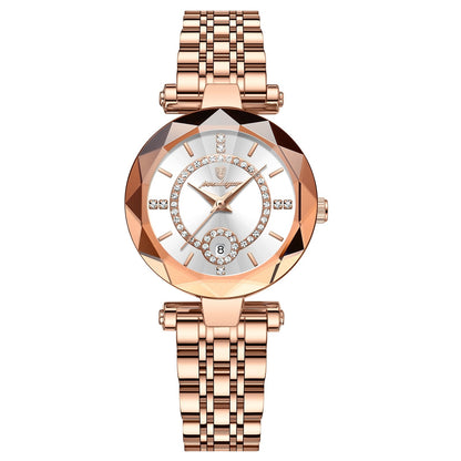 Montre femme blanche ultra-mince étanche en alliage, style chic.